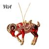 Durable Hanging Collection Acrylic Goat Christmas Tree Pendant, Decorative Ornament with Xmas Pendant Rhinestone, Golden Cord for New Year Party