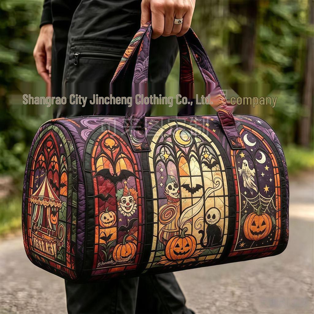 3D Gothic Buntglasdruck Halloween Sporttasche - Multifunktionale Reisetasche