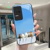 Beautiful Flower Cute Cats Case For Xiaomi Poco F4 5G / Redmi K40S Tempered Glass Phone Case Protective Back Cover Hard Shell