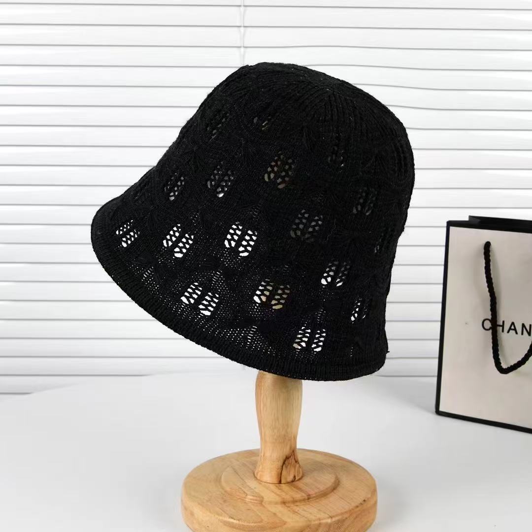 1 шт. Женская летняя полосатая разноцветная ажурная шляпа-рыбака, вязаная шляпа-ведро, дышащая тонкая складная шляпа от солнца для путешествий, вечеринки Adjustable чёрный