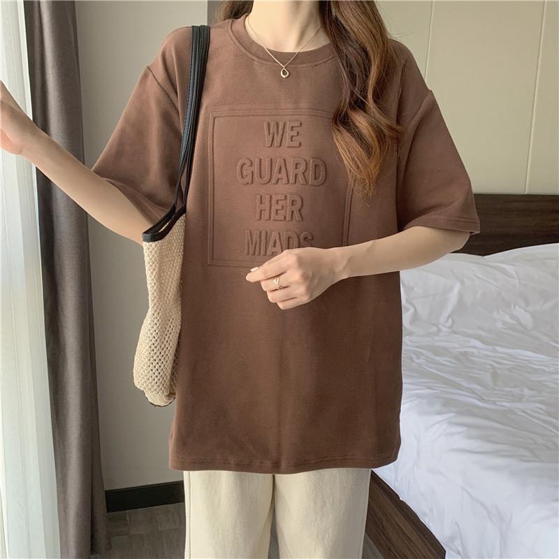 Korean Style Short Sleeve T Shirt With 3d Letter Pattern For Casual Summer Wear