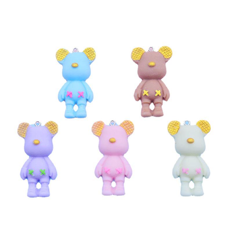 Colorful Resin Bear Charm Pendant Keychain for DIY Jewelry