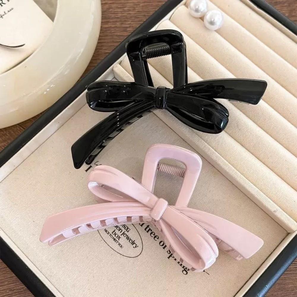 Solid Bow Hair Clips Plastic Barrettes Fashion Hair Claw Clip