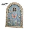 Fairy Gate for Tree Trunk Mini Wooden Door, 2D Flat Miniature Garden DIY Craft, Dollhouse Accessory, Wall Terrarium Decor Exquisite Ornament