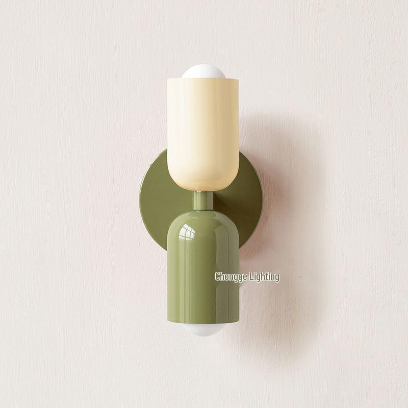 Mid-Century Modern Double-Head Cream Wall Lamp - Creative & Colorful Vintage Design for Nordic Bedrooms