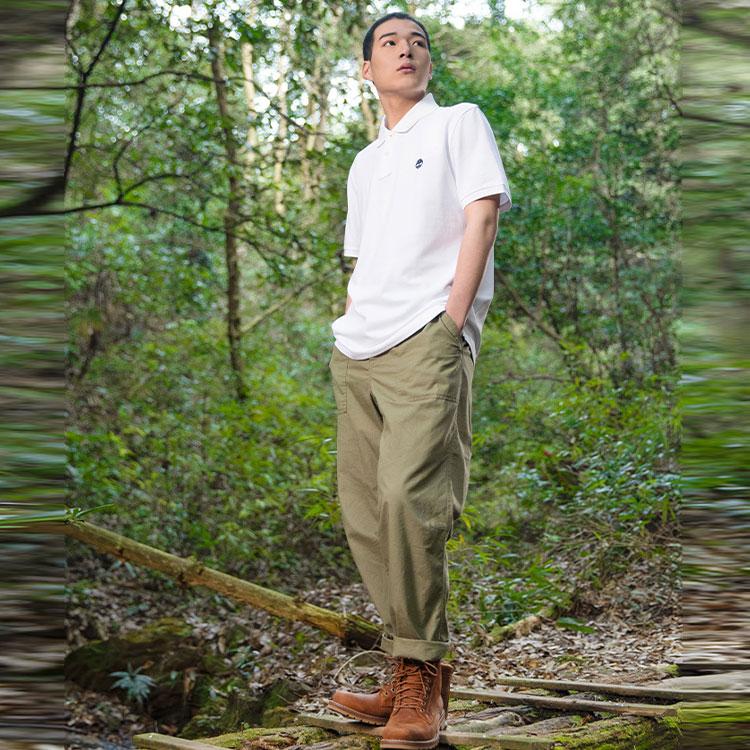 Timberland Venkovní ležérní jednobarevné polo tričko s krátkým rukávem Pánské topy Bílé A62T5-100