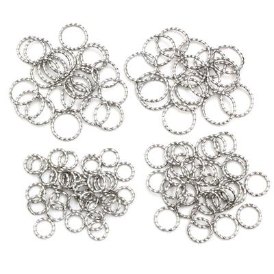 50pcs Stainless Steel 1/1.2mm Thick 6 8 10 12 14mm Twist Open Jump Rings for DIY Jewelry Making Findings for Earrings Necklace
