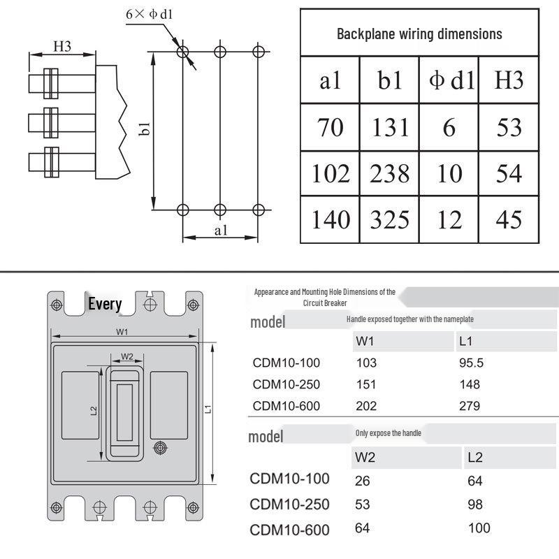 Delixi CDM10 380V Three-Phase Transparent Circuit Breaker Air Switch