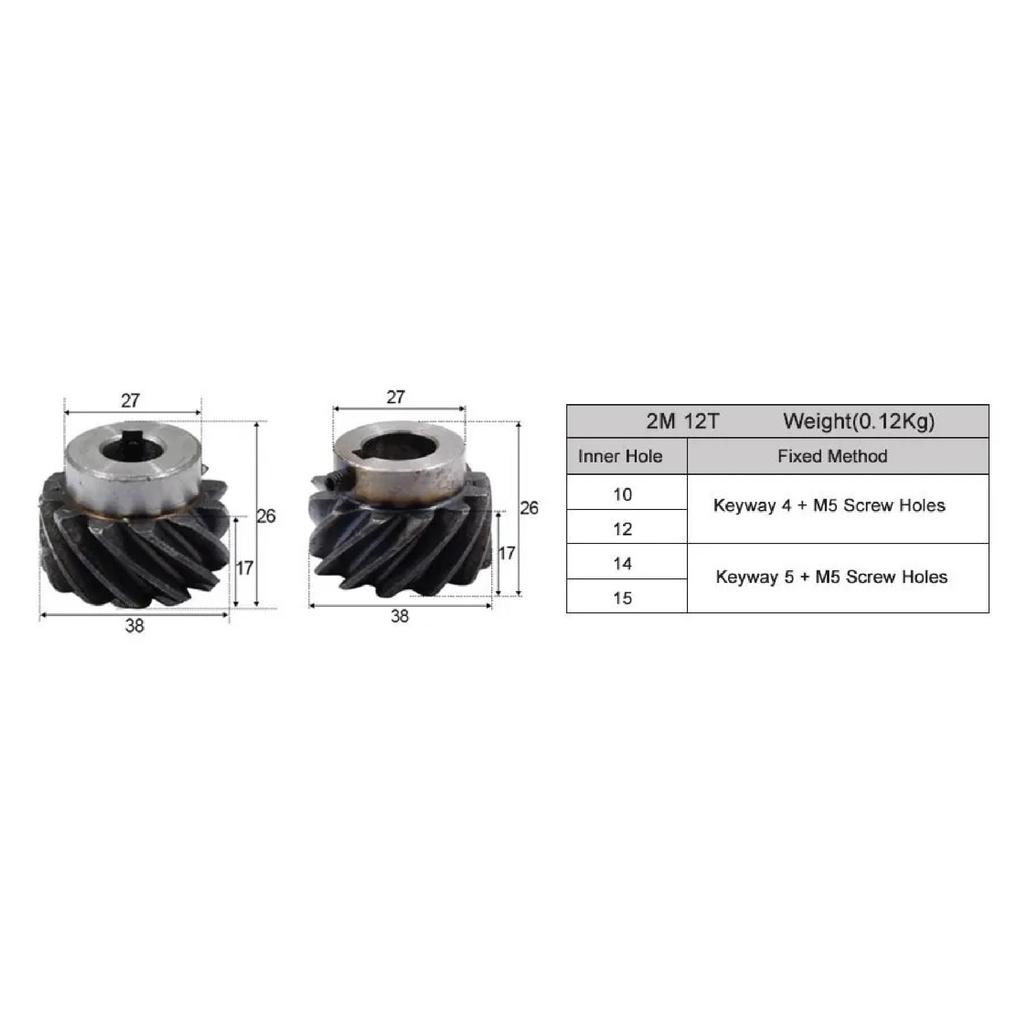 2M 3M 10T-30T High Torque 45° L/R Rotation Helical Gears Interlocking Machined Bore 180° Drive for Industrial Machinery