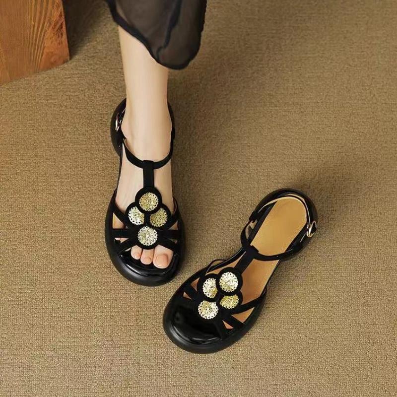 Fashion Women's Sandals 2025 Summer Trend Comfortable Shoes Luxury Baotou Casual Shoes for Women Fashion Buckle Roman Sandales Zapatos