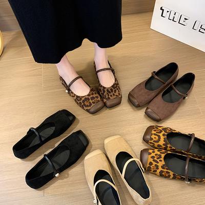 Chaussures Plates pour Femmes Imprimé Léopard Tendance, Mocassins Décontractés en Daim à Décolleté Bas 2025 Printemps et Automne Marque Mode Souples Mujer Zapatillas