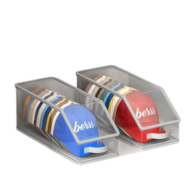 Transparent Baseball Hat Storage Box, Holds 12 Hats, Stackable And Foldable, Cap Organizer Storage, Dustproof Storage Box 1Pc
