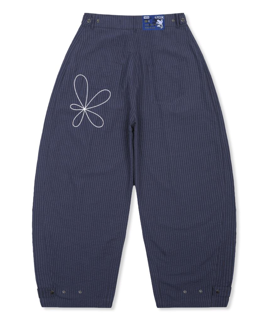 GLACK Gzp005 Cosmic Flower Seersucker Pants (Navy)