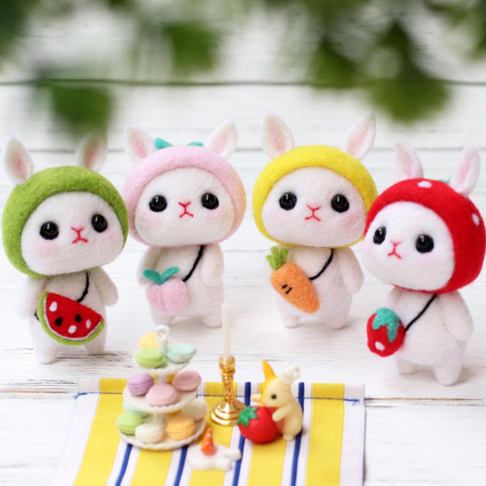 Non Finished DIY Felting Wool Rabbit Doll Handmade Craft Material Package Tools