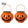 Automatic Dusk to Dawn Lights Solar Pumpkin Lanterns, Waterproof Outdoor Halloween Light, Spooky Autumn Holiday Party Ornaments Hanging Orange Lantern