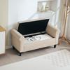 Bedside Storage Bench with Armrests, Upholstered Velvet-Effect Fabric, 126 x 48.5 x 57 cm, Beige