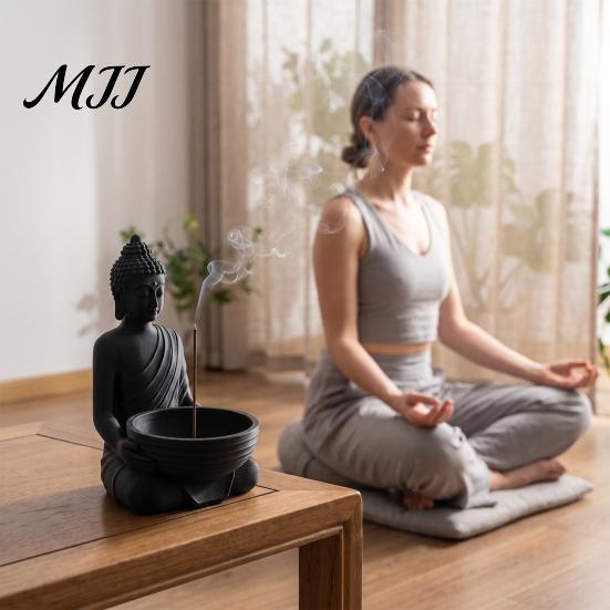 Räucheraschenfänger 3D-gedruckter Buddha-Halter für Räucherstäbchen, Zen-Brenner Handteller-Schale mit Schale, Meditationsdekoration Eingangsbereich Teeraum Wohnzimmer