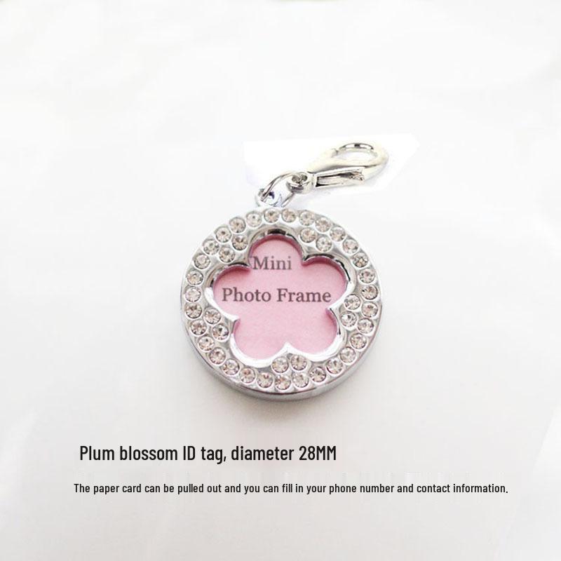 Rhinestone Pet Collar Pendant: Heart & Bone Shape Photo Frame, Anti-lost Info Tag, DIY for Cats & Dogs