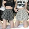 Korean Style High-Waist Striped Summer Shorts - Slimming, Casual, Elastic, Loose Fit