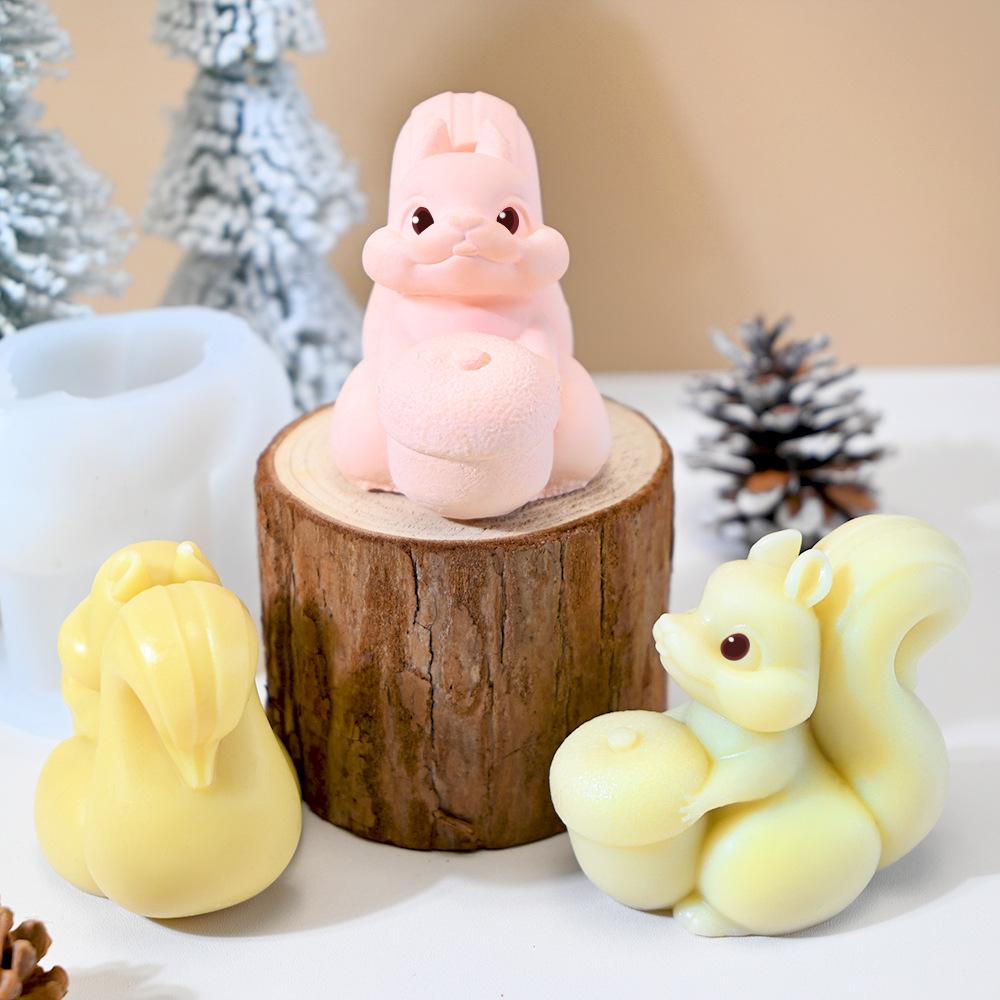 DIY 3D Eichhörnchen Aromatherapie Kerzenform - Silikonform für niedliche Tier Tischgips Kreationen