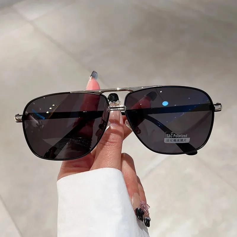 Oversized Vintage Sunglasses Men Women Fashion Polarized Pochromic Shades Eyewear Double Bridge Driving Sun Glasses