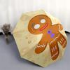 Parapluie de voyage sur le thème du bonhomme en pain d'épice, 8 baleines, ouverture et fermeture automatiques, design pliable portable, parapluie compact et élégant adapté