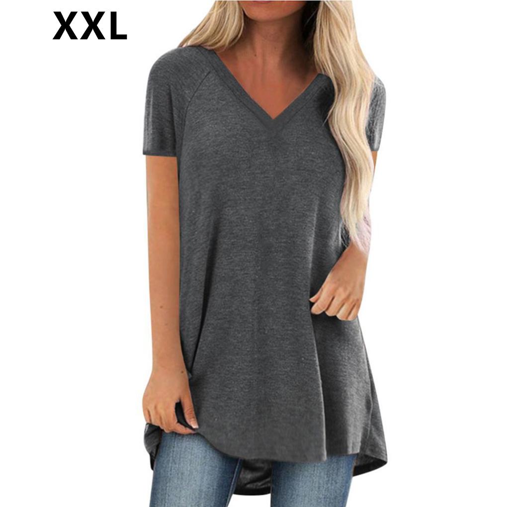Women's Short Sleeve T Shirt Plus Size Tops Casual V Neck Tunic Loose Blouse