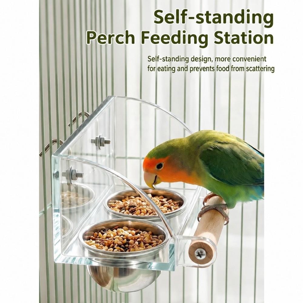 Durable Bird Feeder Stainless Steel Bird Food Container Bird Food Water Bowl Budgerigar