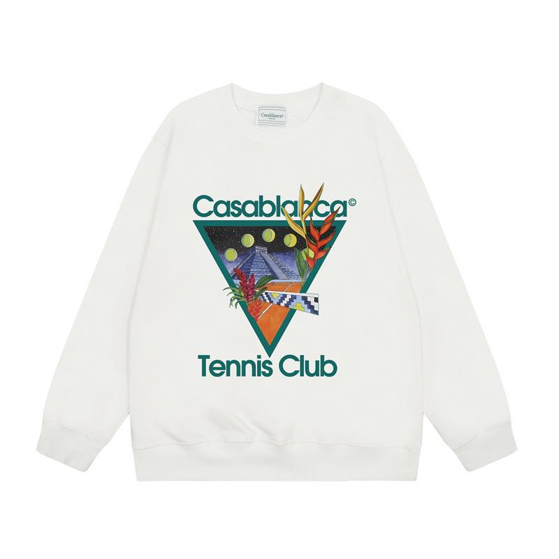 American Trendy Brand Casablanca Crew Neck Sweater Hoodie Men's Couple Ins Autumn and Winter Thickened Long-sleeved Women's T