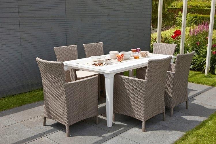 Stuhl Sessel Gartenstuhl für Balkon Terrasse Bequem Allibert + Kissen Beige