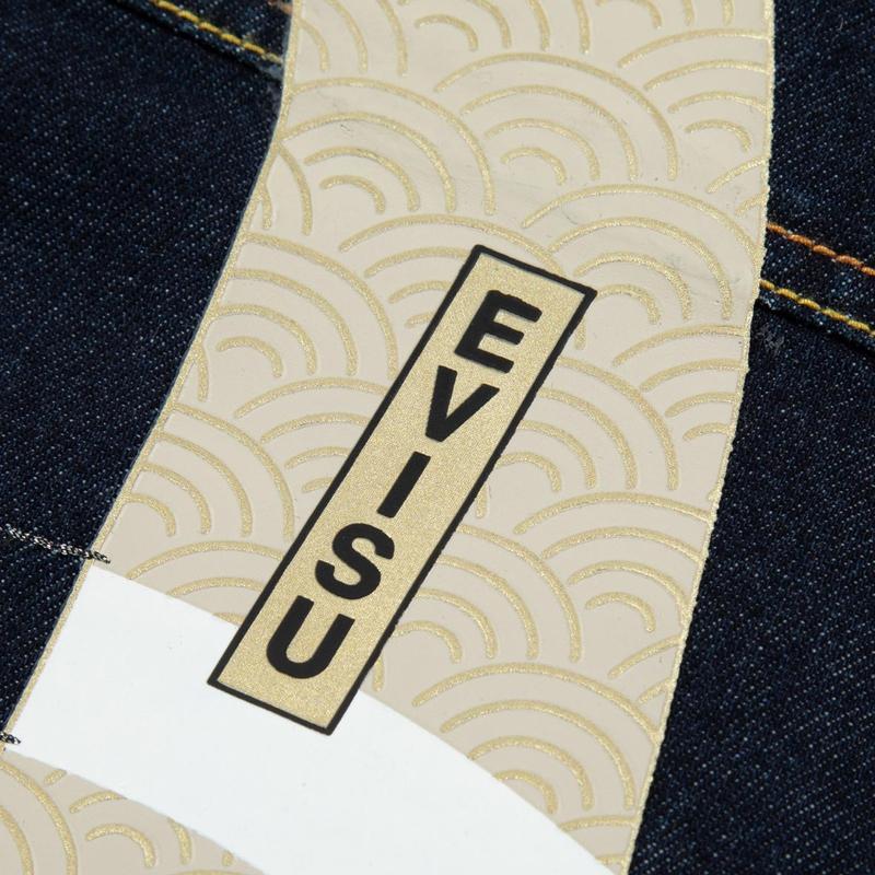 Evisu SS24 Family Flower Stitching And Kanagawa Surfing Big M Print Casual Wide Denim Shirt Men Shirts Denim-Blue 2ESHTM4DL7012RXDN