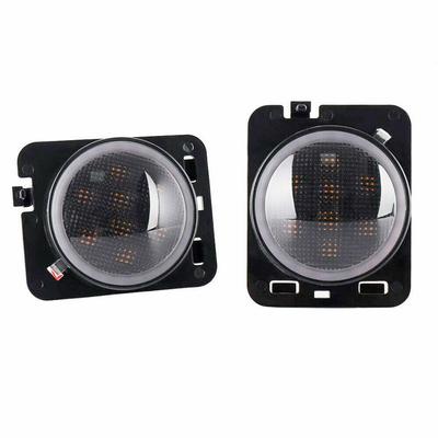 Smoked Front Fender Amber LED Side Marker Lights For 2007-2018 Jeep Wrangler JK