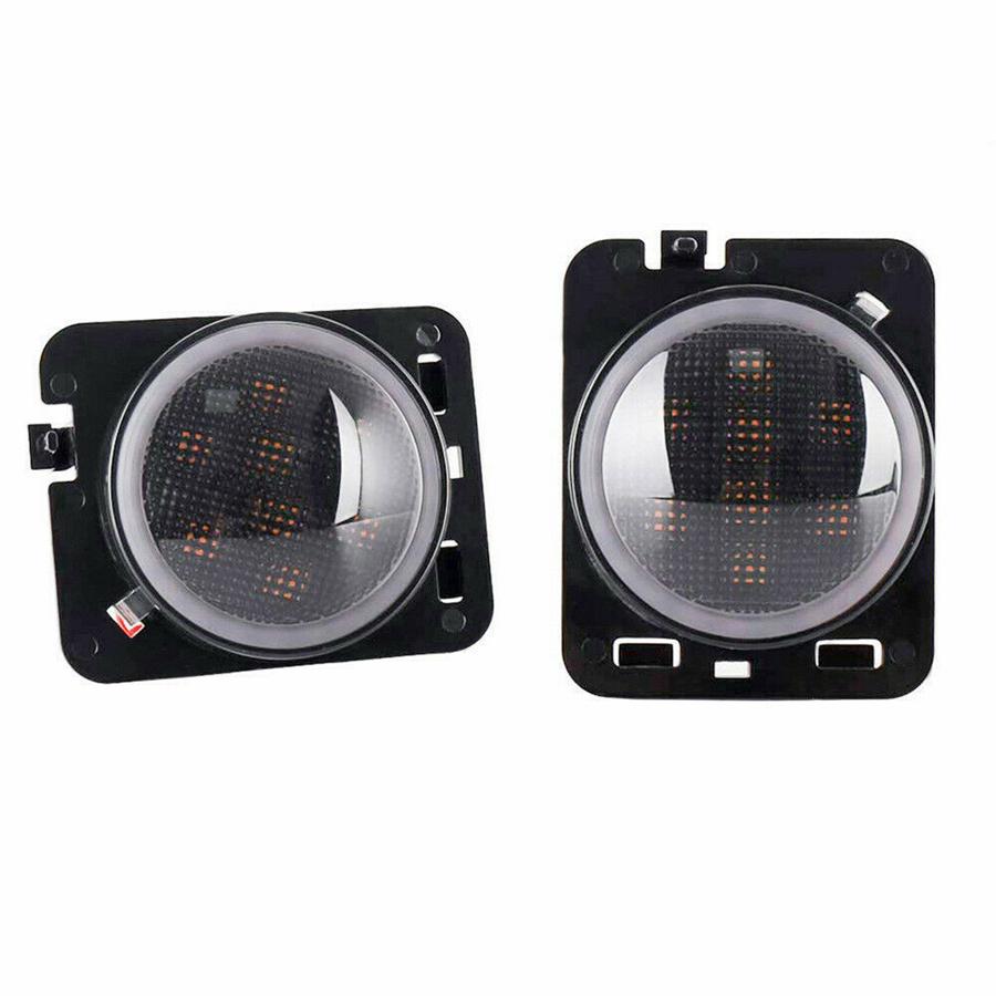 2pcs Front Fender Side Marker Led Light Angel Eye For Jeep Wrangler JK 2007-2017