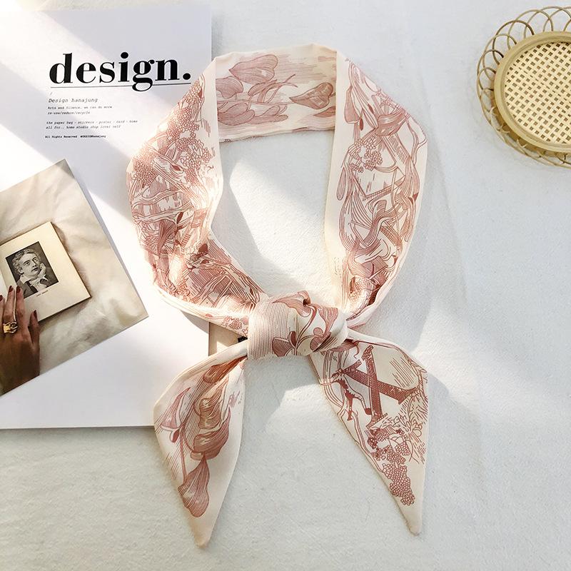 26 Letter Print Long Scarf Silk Small Scarf Narrow Ribbon Headband Handle Bag Band Bandana Hair Tie Hair Head Neck Neckerchief