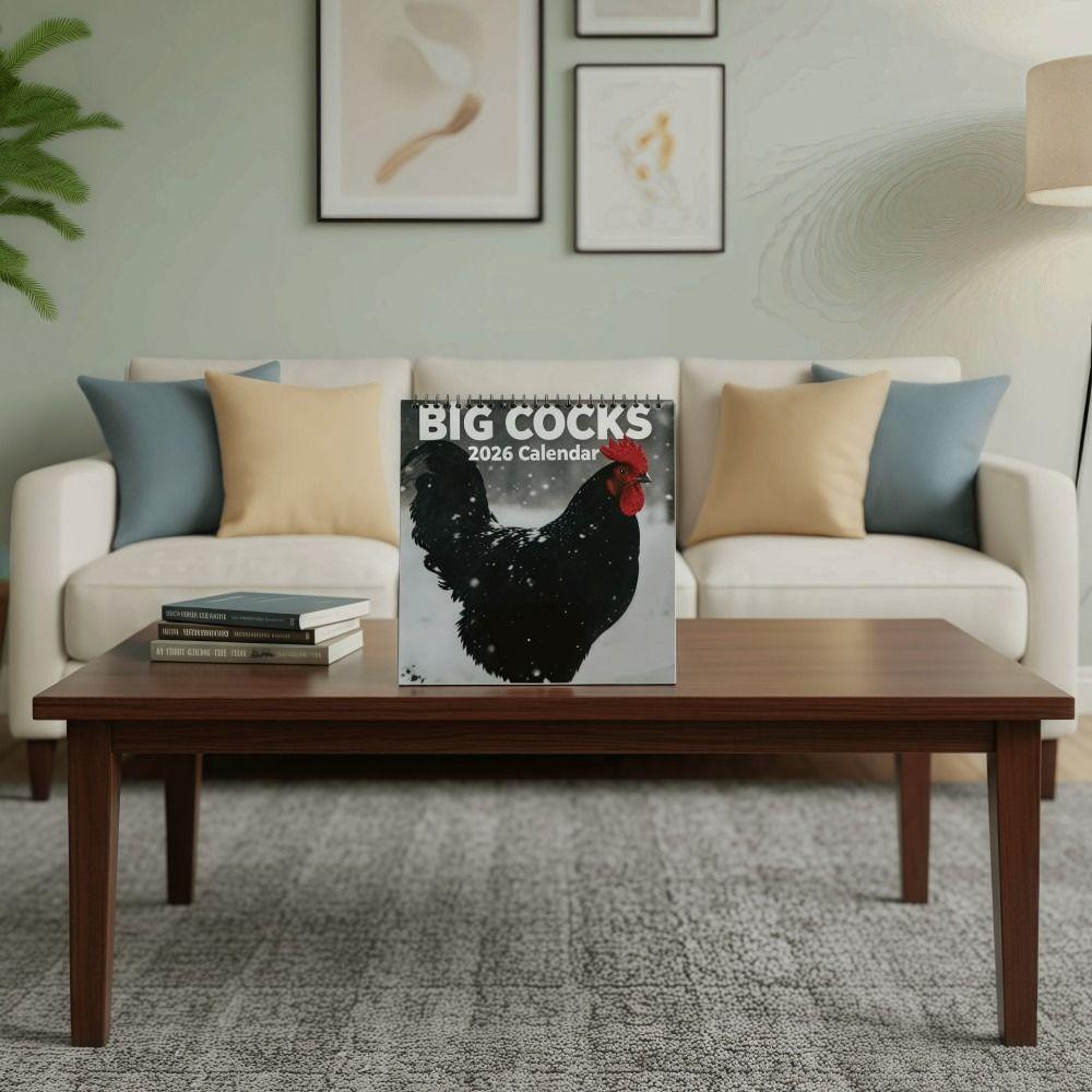 Spiral Binding 2026 Rooster Calendar Double-Sided Pages Desktop Calendar  Home Decor