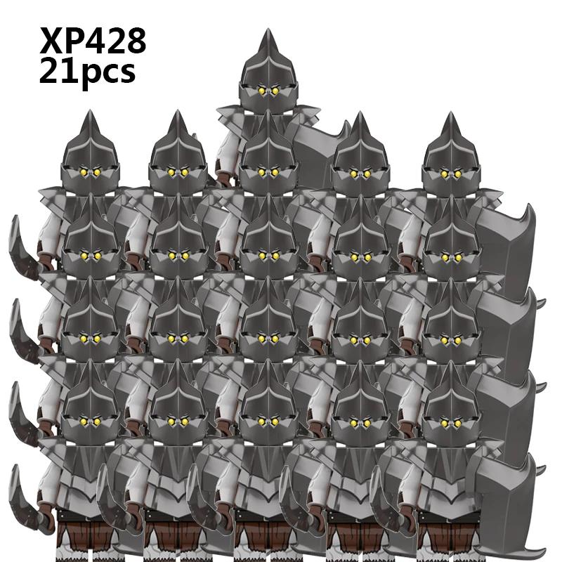 KT1056 21pcs WW2 Movie Character SET Magic Ring Lord Medieval Dwarf Soldier Shield Soldier Army Figure Bricks Toys for Kids Gift