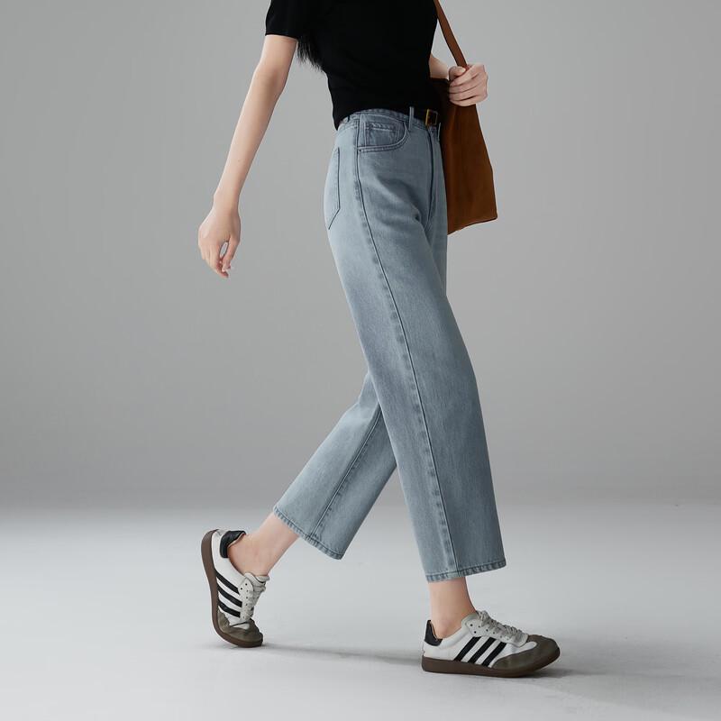 SOFSIL 2026 Spring High-Waist Straight Cropped Jeans