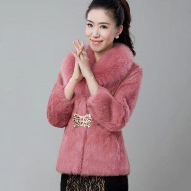 Autumn and winter new imitation rabbit fur short fur coat women's waist middle and old coat - 0 years old