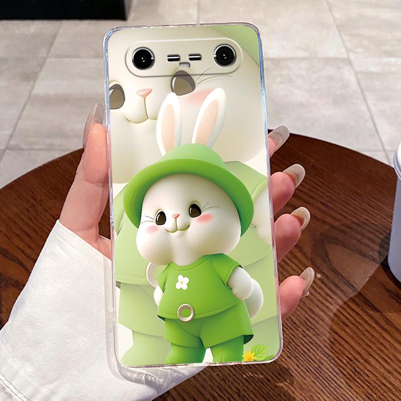 Per Tecno Spark Slim 2025 Custodia Trasparente Lusso Carino Coniglio Amore Silicone Morbido TPU Cover Posteriore Custodia per Telefono Tecno Spark Slim 4G KM7k