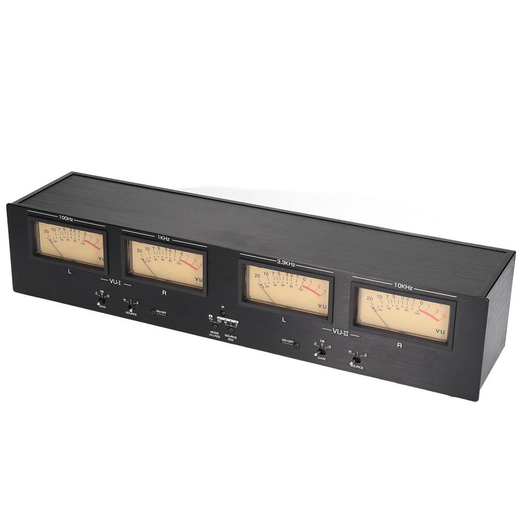 4 Way VU Meter 3 Level Adjustable Gain RCA XLR Switcher Adapter Sound Level Indicator 100?240V UK