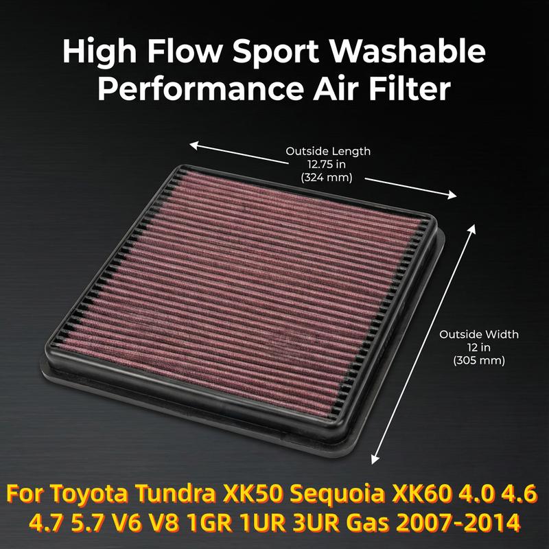 For Toyota Tundra XK50 Sequoia XK60 4.0 4.6 4.7 5.7 V6 V8 1GR 1UR 3UR Gas 2007-2014 High Flow Off-Road Performance Air Filter