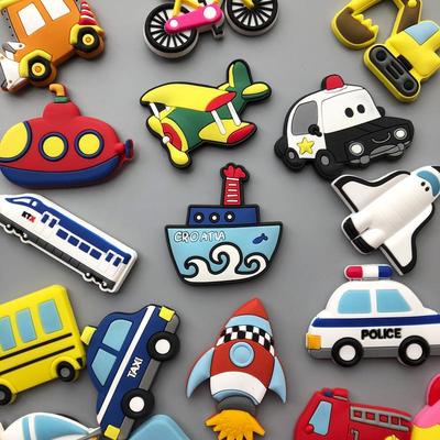 Fanqu Ensemble d'Aimants Réfrigérateur de Transport en Caoutchouc Souple - Avion, Voiture, Bateau - Autocollants Magnétiques Éducatifs pour Bébés pour Tableaux Blancs et Noirs