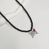 Gothic Style Heart And Butterfly Black Crystal Beaded Necklace Unique Neck Chain For Women Seeking Unique Fashion