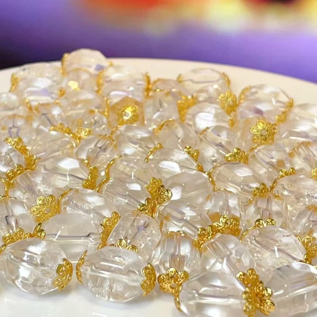 5Pcs, Healing Crystal Beads, Boho Handcrafted Energy Natural Stone Clear Quartz Beads for Jewelry Making DIY Necklace Accessories, Unisex Craft 9×14mm