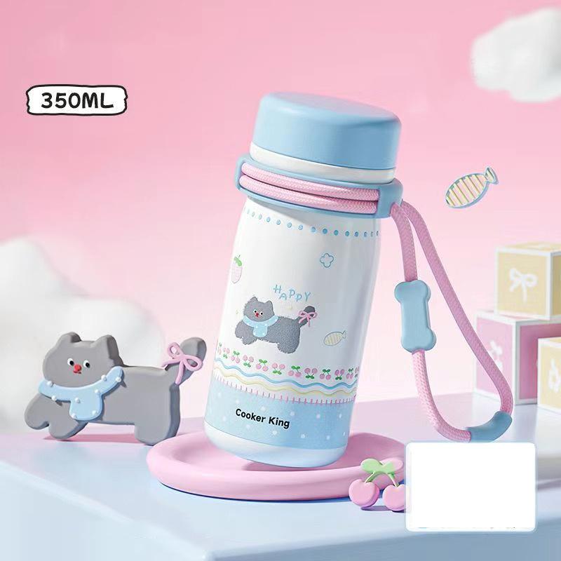 

COOKER KING 350ML Thermos Cup with Strap Stainless Steel Insulated Water Bottle Cartoon Pattern Coffee Mug Home/Office Drinkware 350ML синий