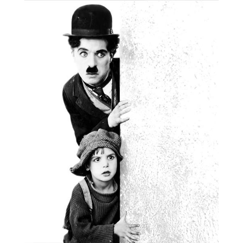 Černobílý komediální mistr Charlie Chaplin a Chlapec Filmové plakáty Plátno Tištěný obraz Nástěnné umění Obrázky Pokoj Domácí dekorace
