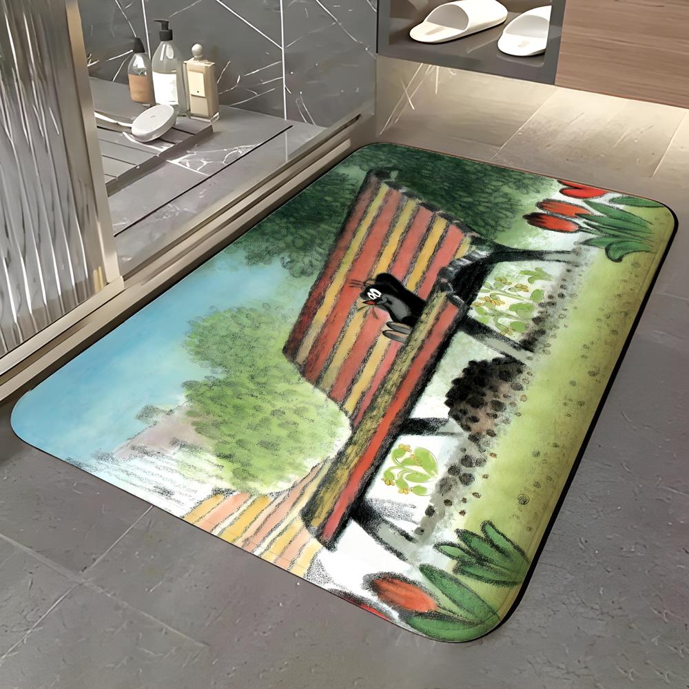 

cartoon K-Krtek Floor Mat Soft Flannel Entrance Door Mat Non Slip Absorbent Bathroom Bedroom Floor Rug 40x60cm