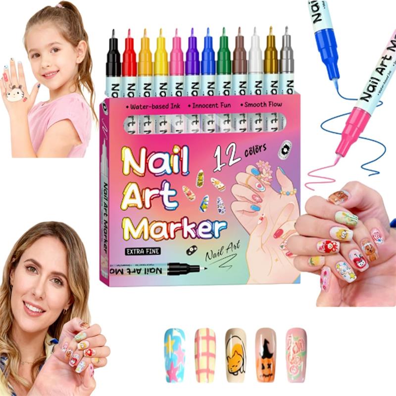 Waterproof Nail Art Pen, Quick Dry Nail Art Pens, 12/24 Color Nails Arts Pen Set, DIY Nails Arts Marker Drawing Painting Liner Pens