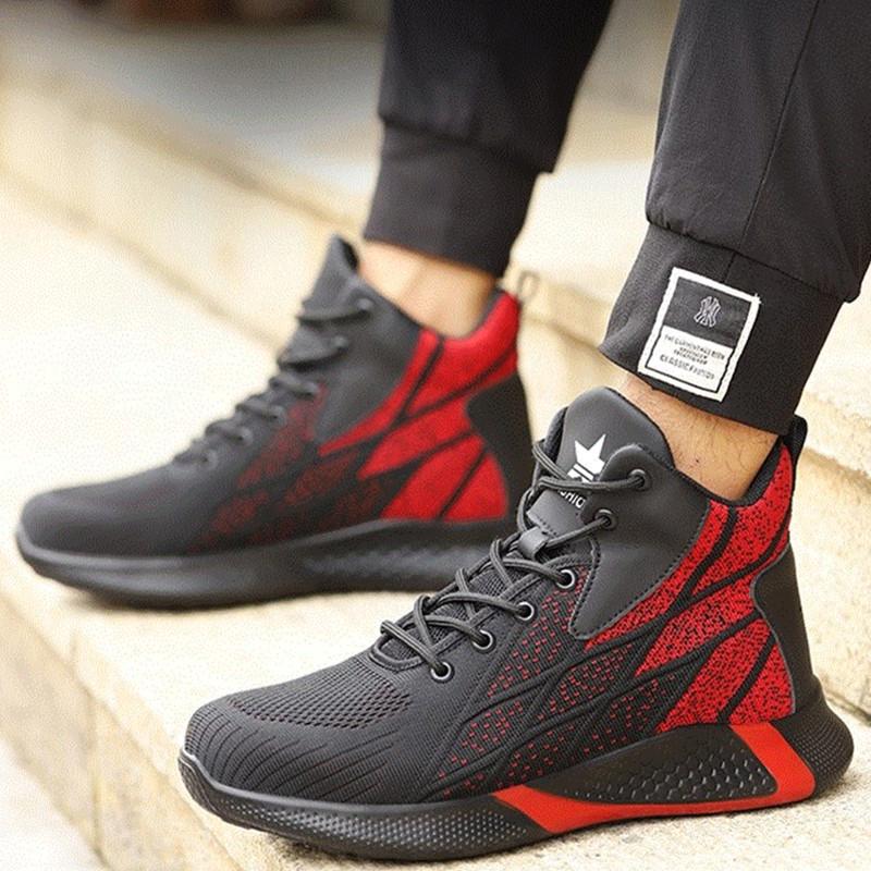 Holfredterse High Top Mens Work Boots Steel Toe Anti-Smashing Insulation Lightweight Breathable Site Shoes Salest -22