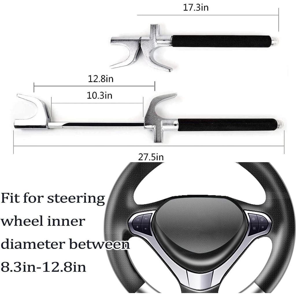 Car Steering Wheel Lock, lootaan The Anti Theft Device for Cars, Universal Car Steering Wheel Lock, Adjustable Vehicle Anti-Theft Lock with 3 Keys